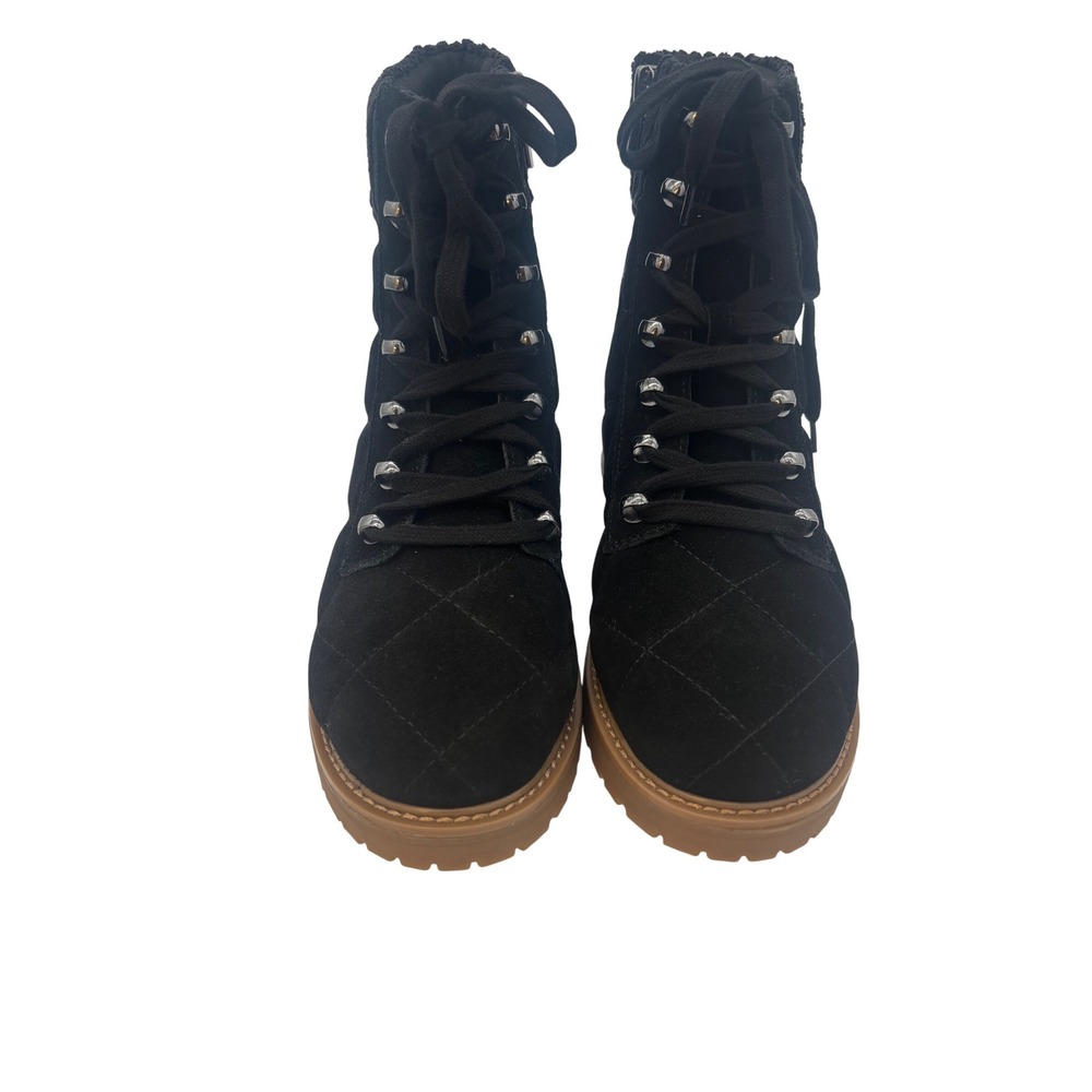 New Easy Spirit Martha Stewart Selakely Quilted Lace Up Ankle Boots Black 8.5M